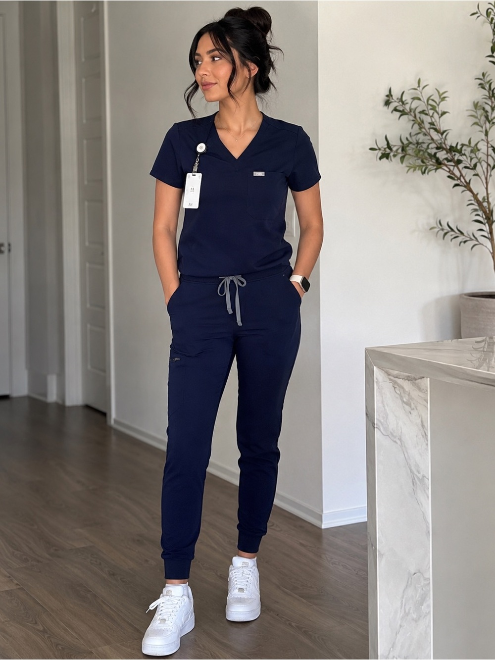 Figs Navy Blue Track Pants & Joggers